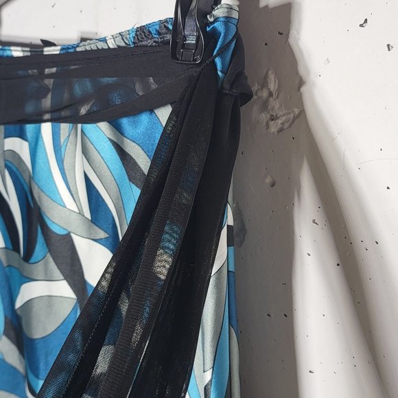 Wrapper Womens Abstract Print Lace Silky Midi Skirt Medium y2k Retro 70s Groovy - Picture 4 of 11